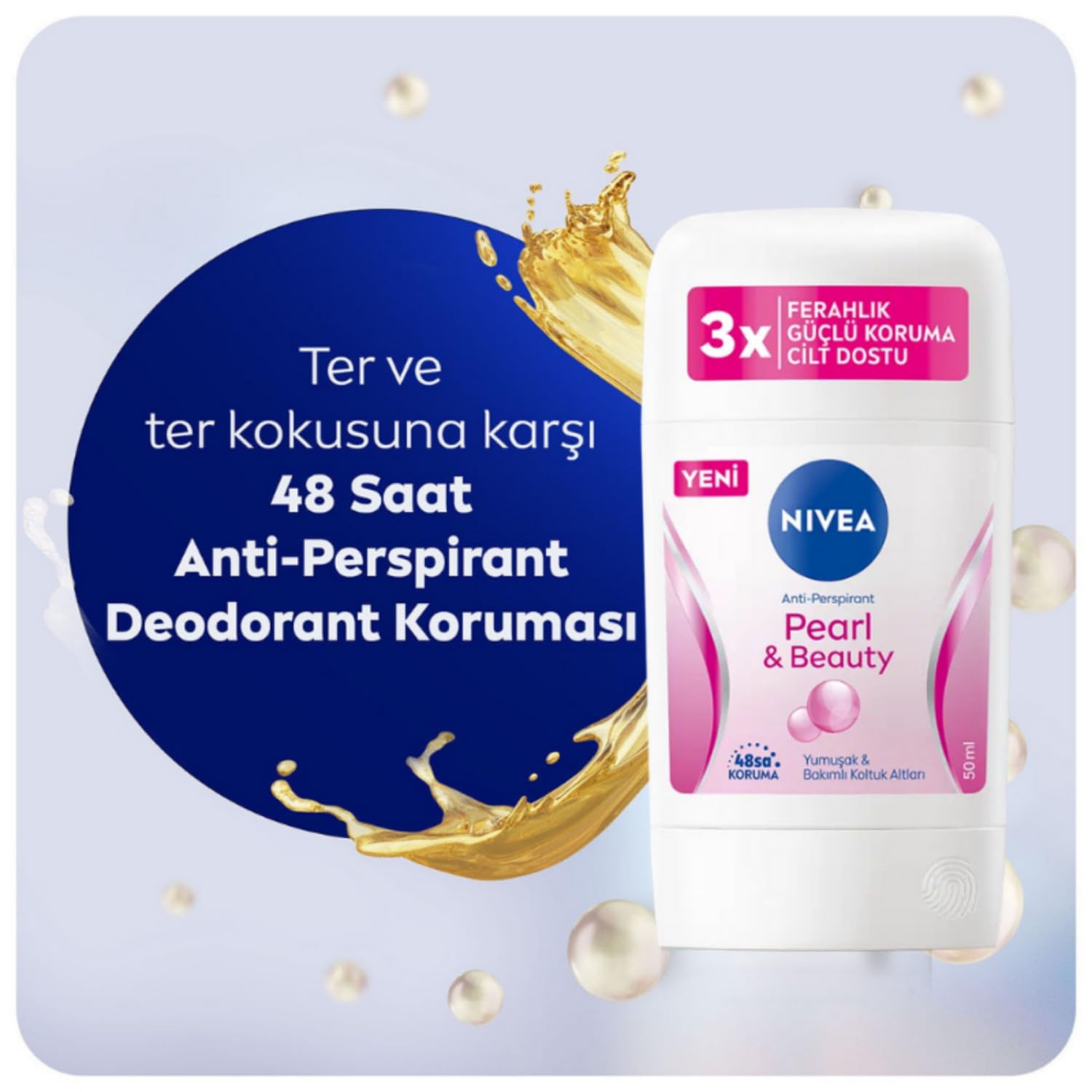 NIVEA Kadın Stick Deodorant Pearl&Beauty,48 Saat Anti-perspirant Koruma 50ml ve NIVEA Men Erkek Stick Deodorant Fresh Active Ter ve Ter Kokusuna Karşı 48 Saat Deodorant Koruması, 50 ml