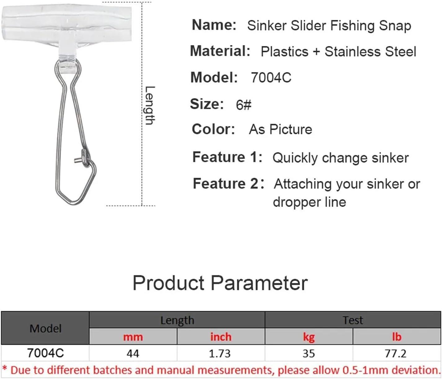 Versatile 200pieces Swivel Snap Hook Sinker Slider with Hooked 6# 3-Way Fishing Connector Saltwater Terminal Tackle