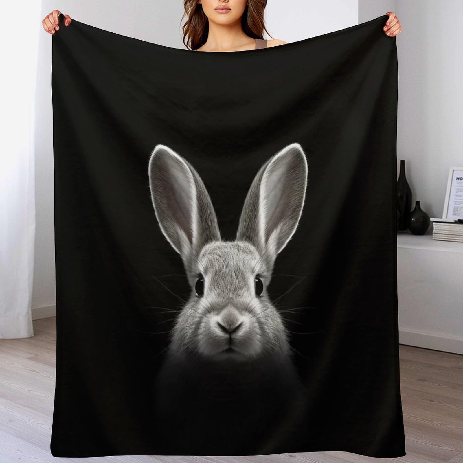 Manta de franela de conejo extrasuave de 140x180 cm para sofa y cama