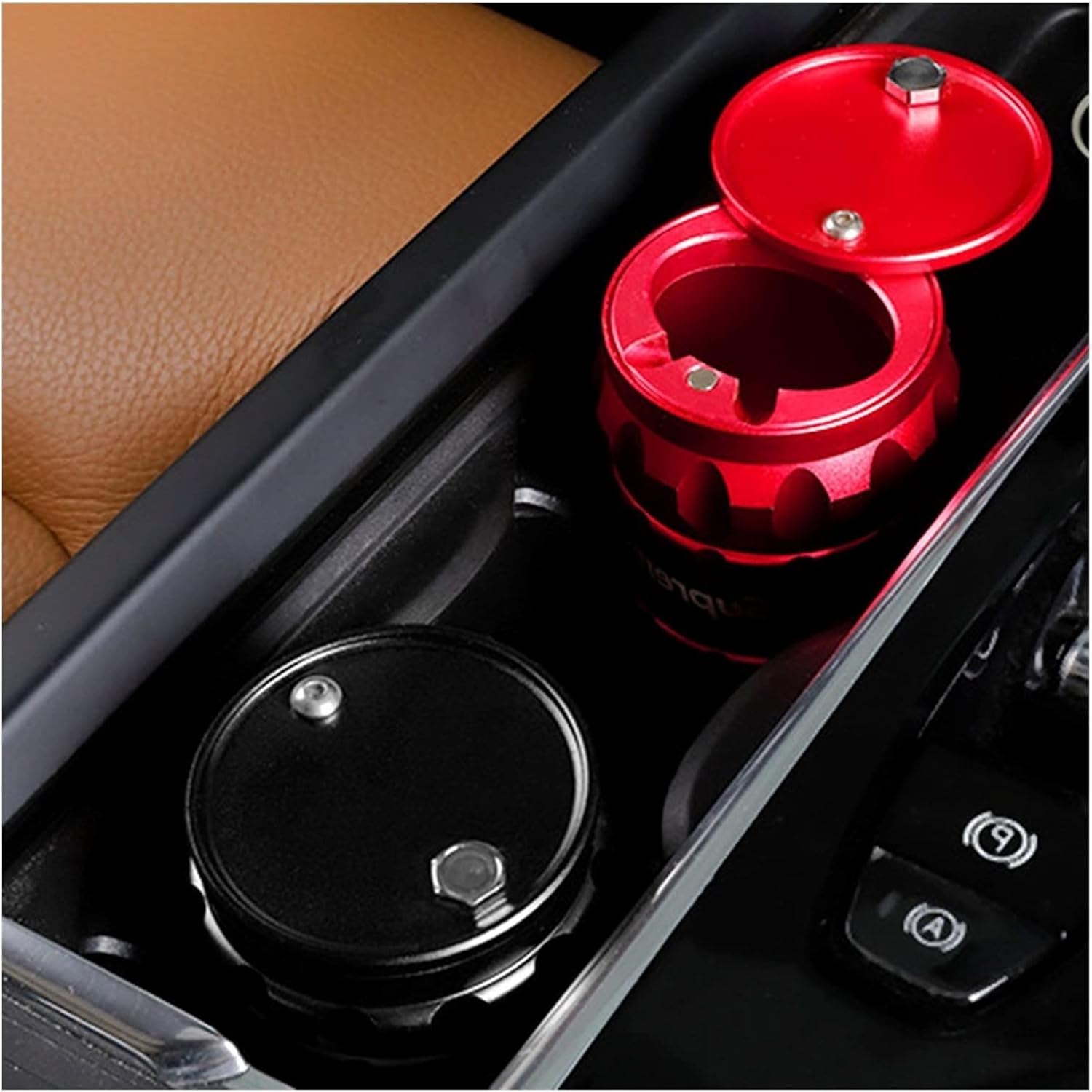 Car Ashtray Portable Smokeless Car Ashtray Universal Ashtray Rack Storage Trash Can Dust Trash Ashtray (Color : Black)