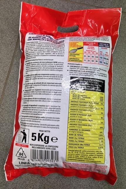 Concime Completo per Rose ed Arbusti da Fiore, Microgranuli, 5 Kg