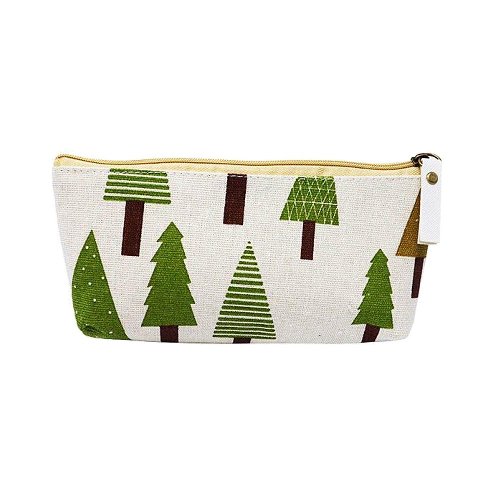 Doitsa Canvas Pencil Case Stylish Linen Portable Pen Storage Bag Makeup Organizer Coin Purse for Student Teenage Girl Boy Gift 19.5cm*8.5cm*3.5cm Tree