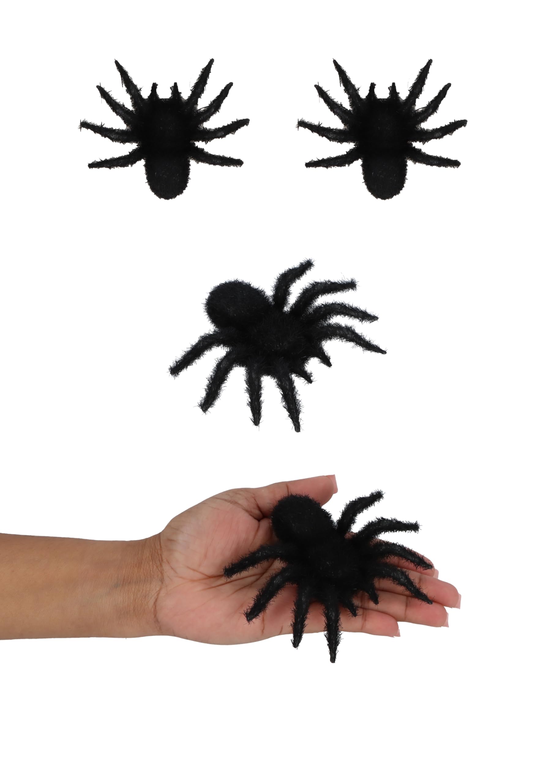 Henbrandt Black Halloween Furry Spiders Realistic Large 12Cm Decorative Props - Terrifying Creepy Crawler Party Accessory For Haunted House Decor Trick Or Treat Celebrations