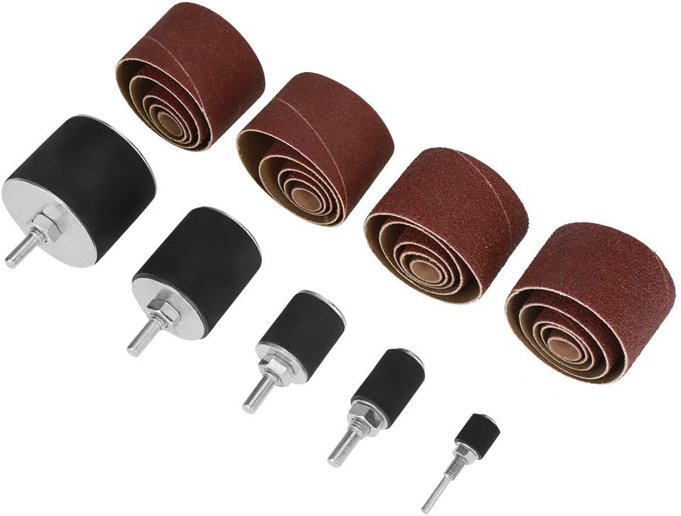 Sanding Kit Spindle Sanding Drum Sander Tool Kit Set with Case for Drill Press, 25pcs Rubber Sanding Drums, 180 Grit, Portable