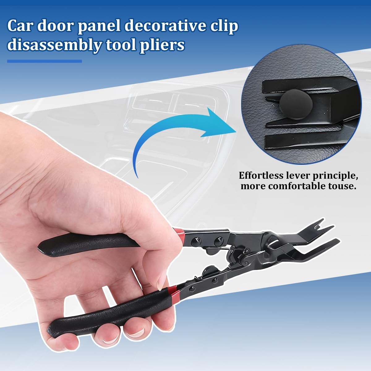 Car Panel Clip Removal Plier, Vehicle Interior Upholstery Trim Clip Remover Tool, Automotive Push Pin Rivet Door Panel Clamp Fastener Removal Plier, Universal for Most Vehicles