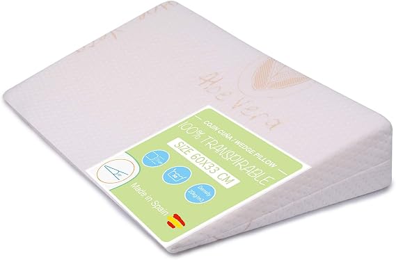 PEKITAS PEKITAS Coussin Incliné Anti-Reflux 15° en Aloe Vera pour Lit et Cododo 60 cm