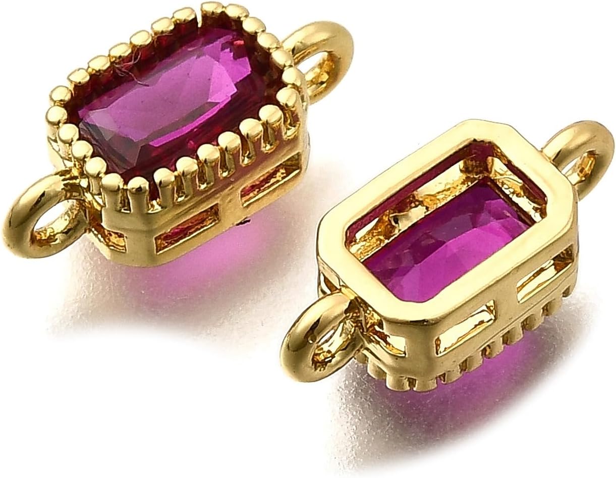 KitBeads 10pcs Real Gold Plated Connector Charms Ruby Red Double Loop Cubic Zirconia Links Charm for Jewelry Making Craft Bracelets Necklace - Image 3