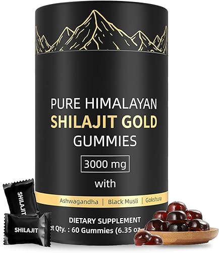 Gomitas Shilajit puras del Himalaya Shilajit, ricas en Ashwagandha, Gokshura, ácido fúlvico y más de 85 minerales traza, adecuadas para hombres y