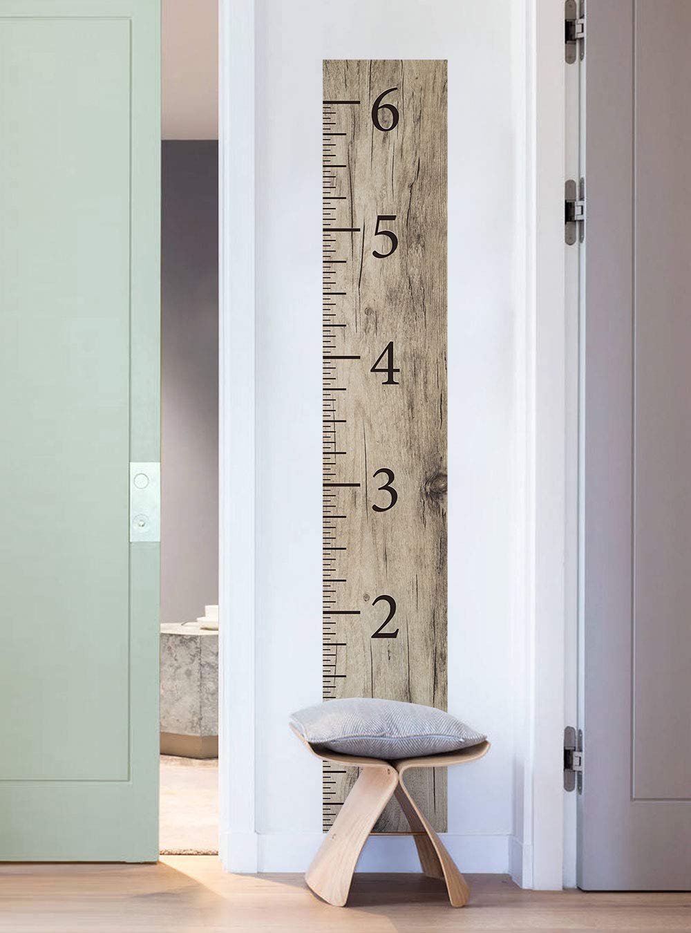 Wooden Look Growth Chart Ruler Vinyl Wall Sticker (Birch) by Simple Shapes