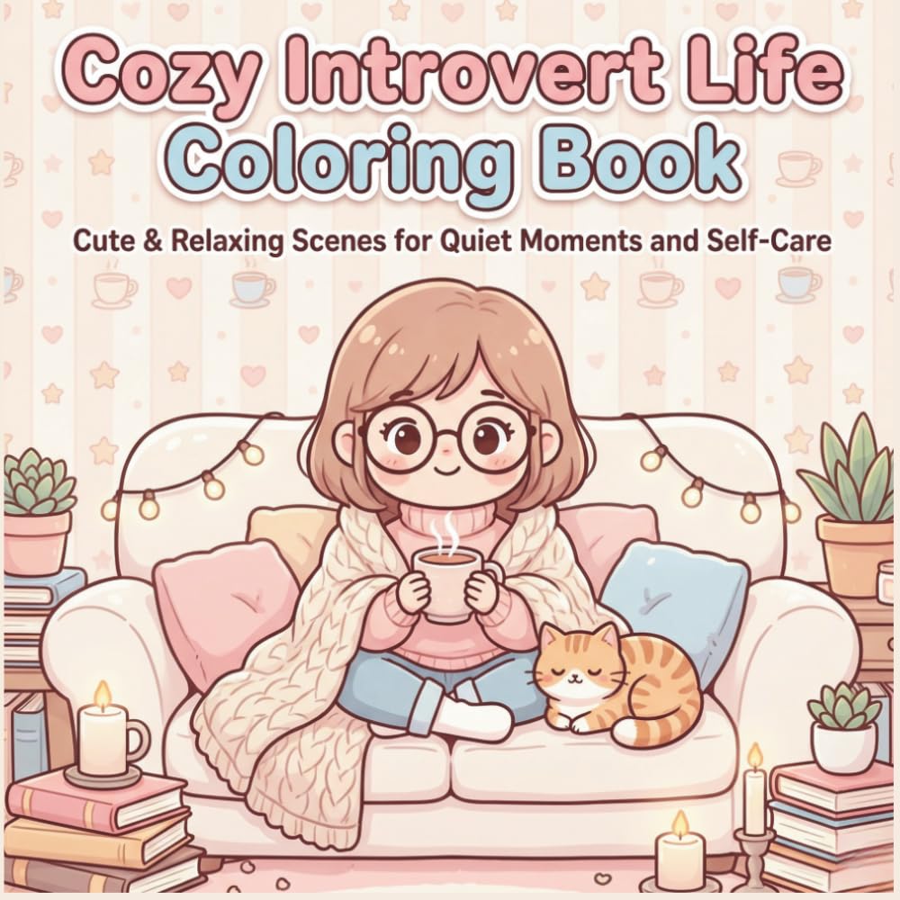Cozy Introvert Life Coloring Book: Cute & Relaxing Stress Relief Coloring Pages for Quiet Moments, Self-Care, and Staying In (Cozy Life Coloring Series)