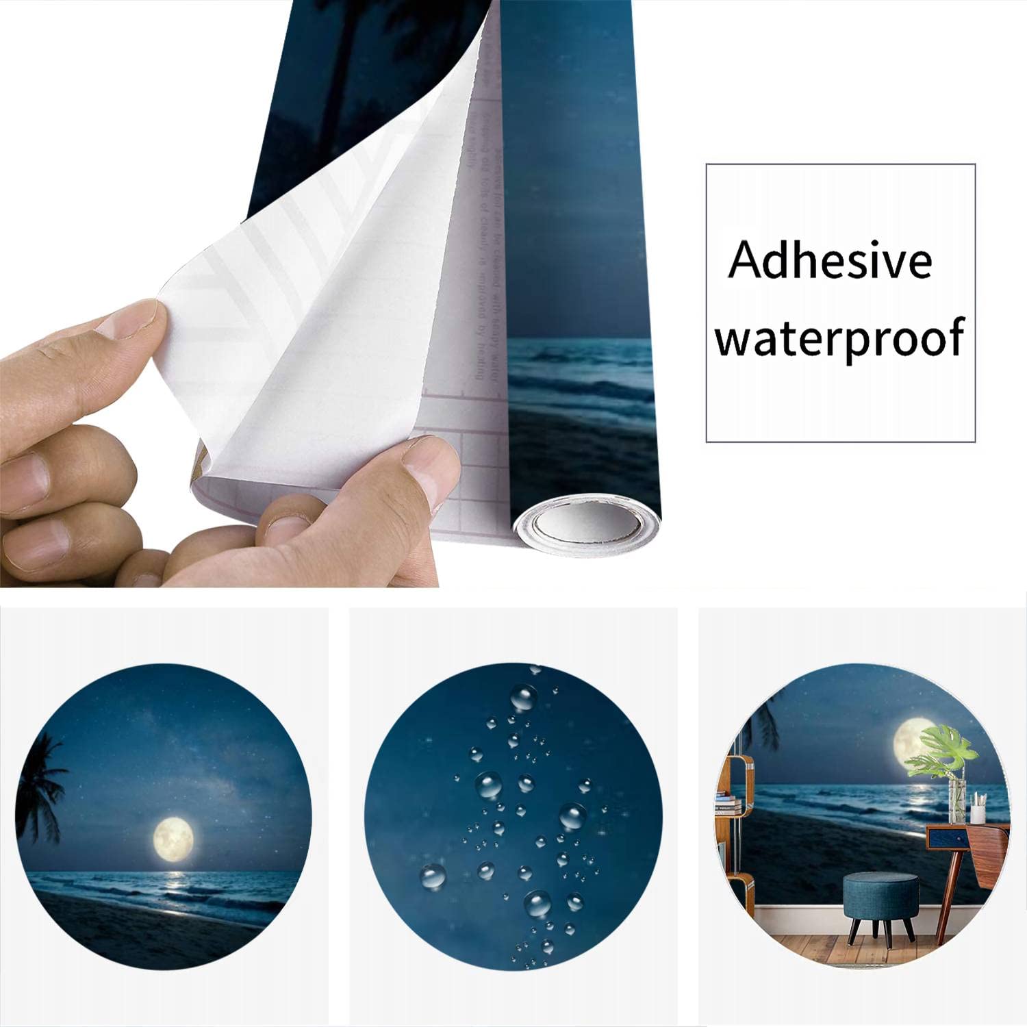 Amazon.com: Beach in Night Skies and Full Moon Peel & Stick