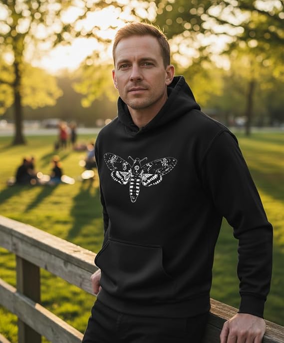 The Goozler Death's Head Moth Hoodie Horror Movie Fan Gift Gothic Skull Insect Graphic Pullover Sweatshirt Men Women