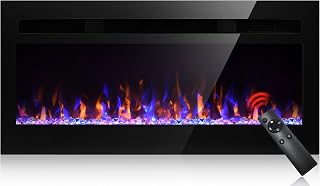 31 inch Electric Fireplace, Recessed and Wall Mounted Fireplace, Electric Fireplace Inserts with 750W/1500W Heater, Remote Control Timer, Adjustable 144 Color Combinations