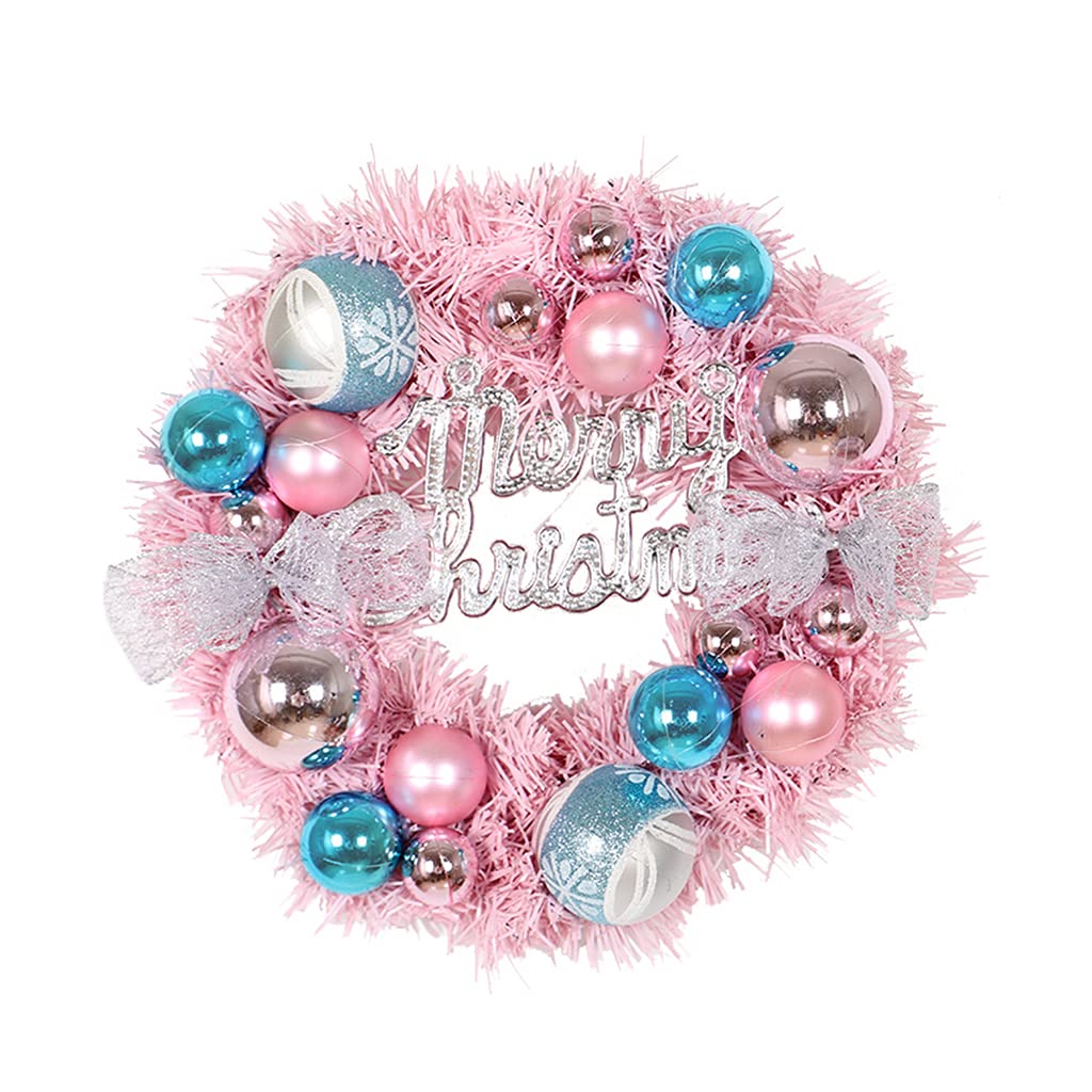 Guirlande de Noël rose 30cm en rotin pour remplacer les décorations tristes de porte