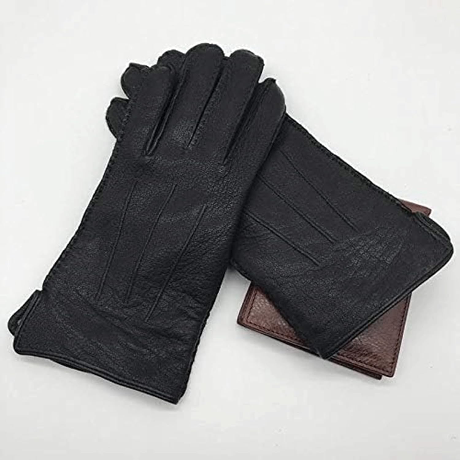 Guantes de Invierno Guantes de Invierno Gruesos con Forrado a Prueba de Viento Guantes de Cuero Linura de Lana Guantes de Ciclismo Guantes de Clima frío Guantes Moto