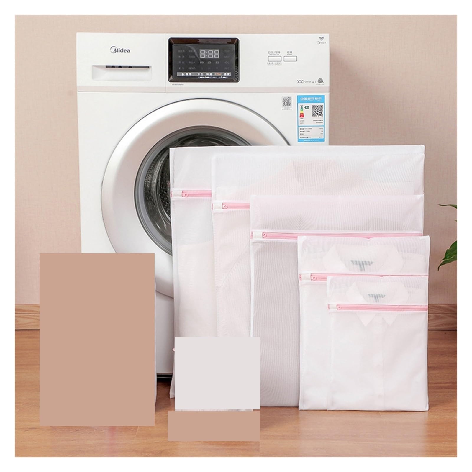 10pcs Fine Mesh Laundry Bags Pink Zipper Large Capacity Delicate Lingerie Washing Bag Anti-deformation Clothes Storage Pouch Für Kleidung