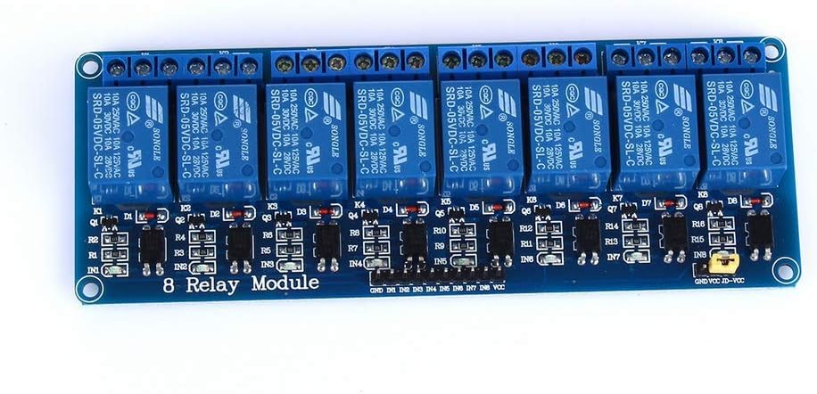 Yizhet 8 Channel DC 5V DC 230V Relay Shield Module Control Board with Optocoupler for Raspberry Pi DSP AR PIC ARM TTL Logic (5V 8 Channels)