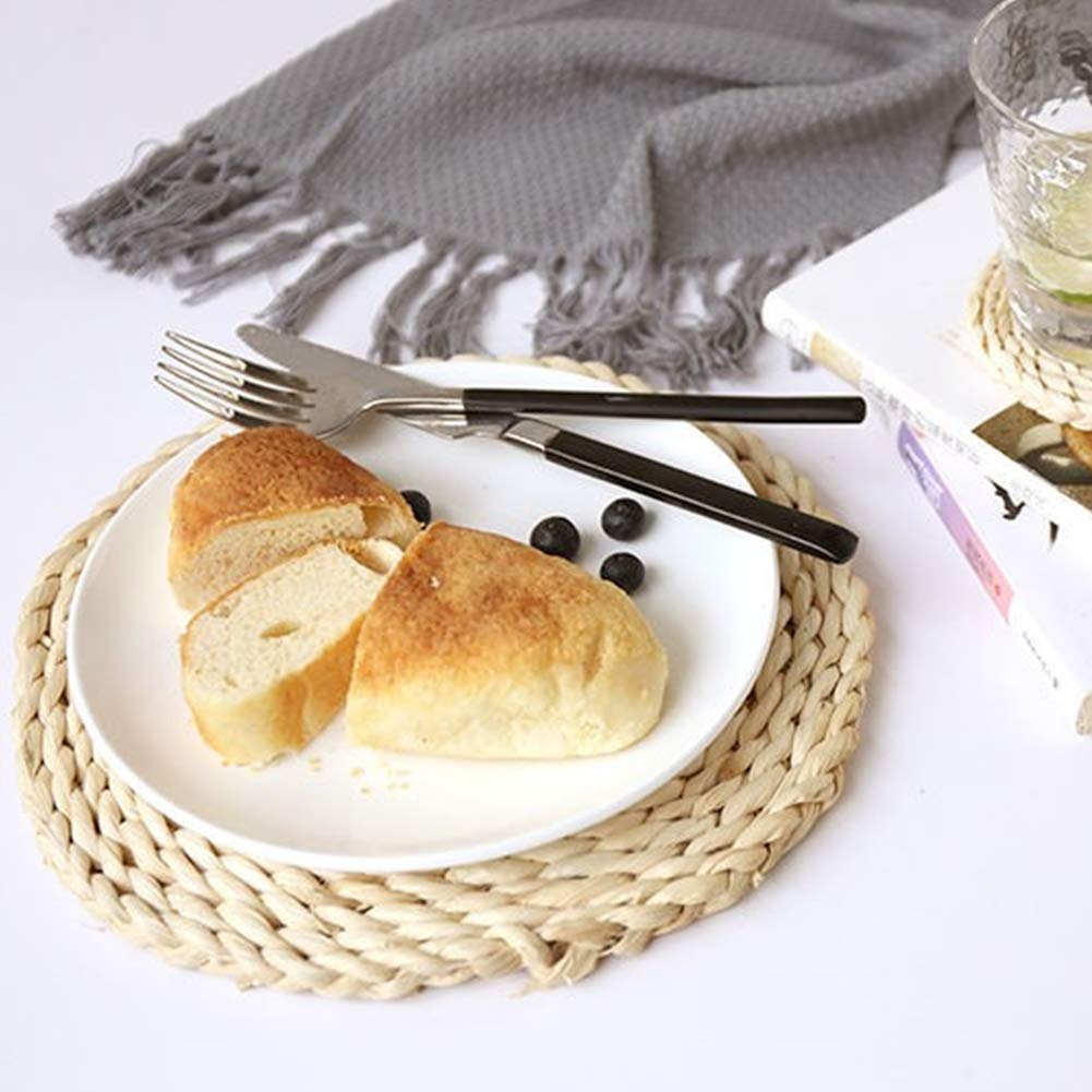 Set Van 6 Geweven Maïsschilplacemats, Ronde Natuurlijke Gevlochten Placemats Strorotan Placemats Voor Diner Salontafel 30 Cm