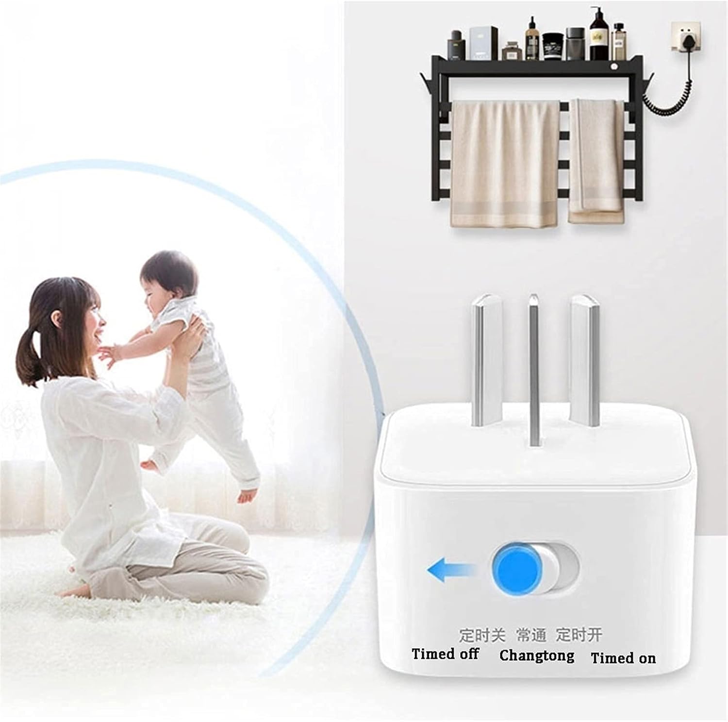 Towel Rack Electric Towel Rack Freestanding Portable Stainless Steel Towel Warmer Mount Electric Plug-in Keep The Bathroom and Towels Dry Easy Install (White)