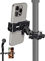 Vista 1 de Mic Stand Phone Holder, Phone Holder Mount for Microphone Stand, Music Stand, Guitar Drums, Phone Clamp for iPhone 15 14 13 12 11 Plus Pro Max Mini