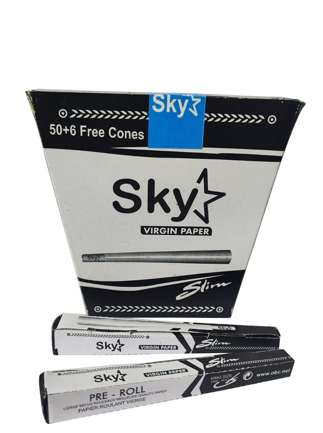 Green Apple Inc 14 GSM Ultra Slim Prerolled Natural Arabic Slow Burning Premium Unbleached Smoking White Sky Paper (Pack of 50+6)