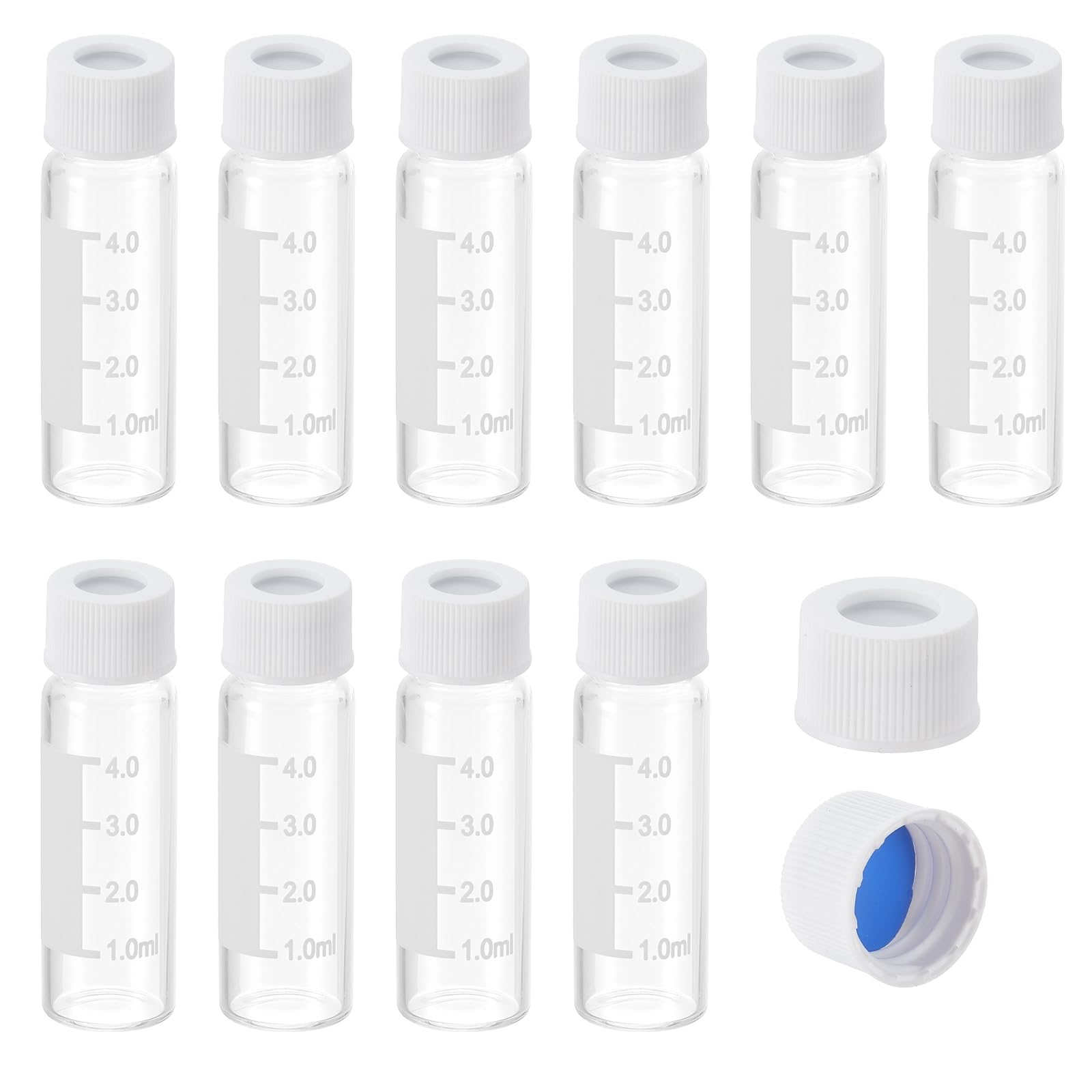 PATIKIL Flacone Da Campionamento Autosampler Da 4 ml, Confezione Da 200 Con Setto Preforato Flaconi HPLC/GC 9-425 Flaconi Da Laboratorio Trasparenti Flacone Modello Con Tappo A.