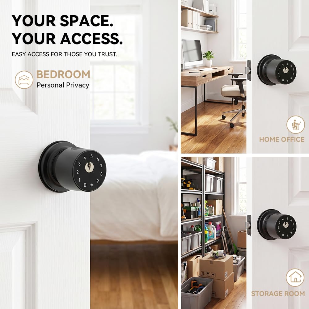 Smart Fingerprint Door Knob - Keypad & App Control -7