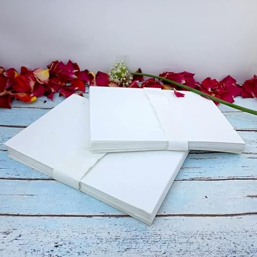 Deckle Papers A5 300 Gsm Card Stock Made Of Handmade Paper All Occasion Card Stock. Hand Written Invitation Cards Blank Card Stock Diy Play Cards. Size-5.8X8.3 Pack Of-50 Ivory White #TOP2