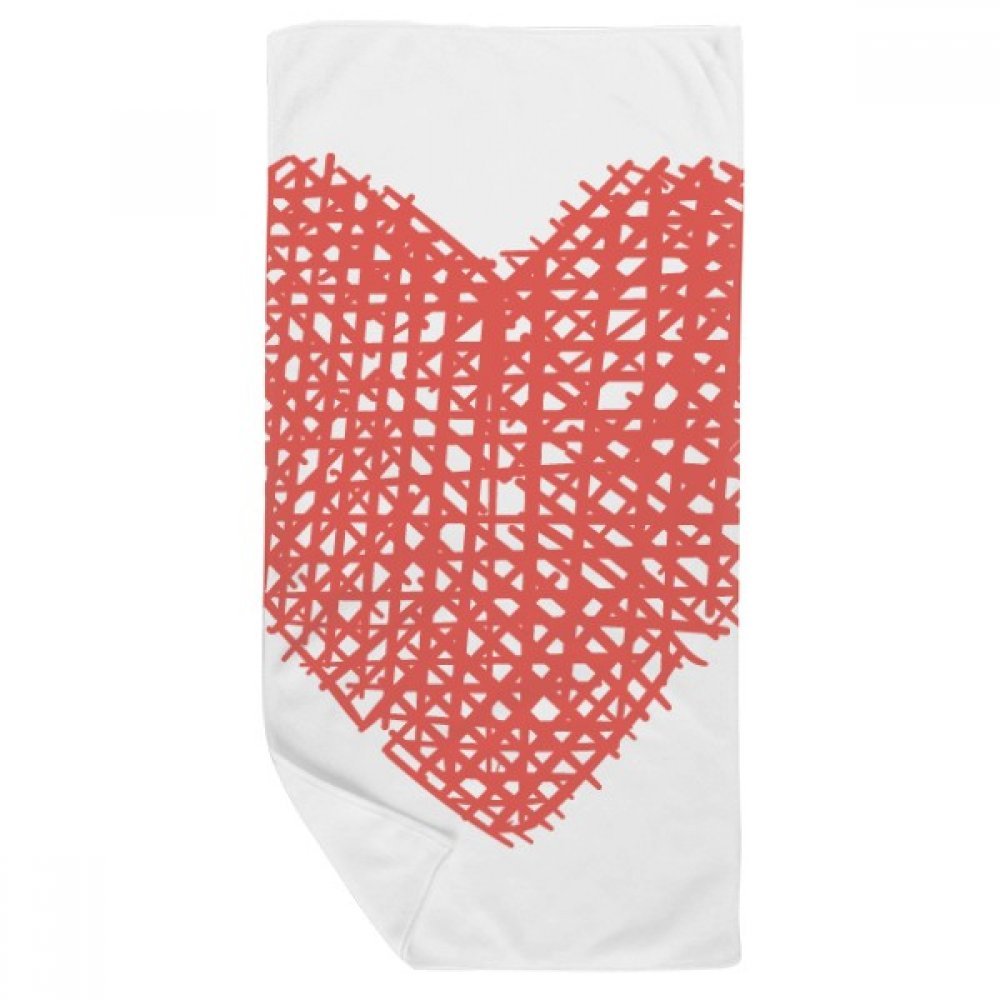 Serviette de bain 35x70cm anti-irritation pour peaux sensibles motif coeur rose