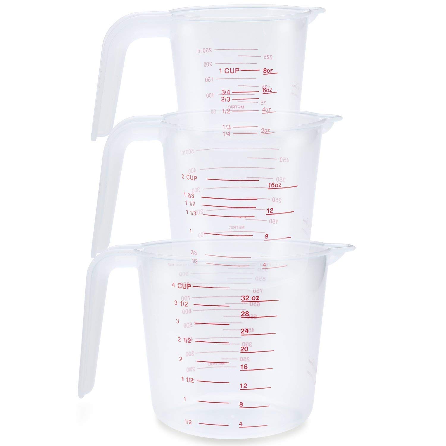 Home Value 3-Cup Plastic Measuring Cup (MEASURINGCUPPC03) by HV