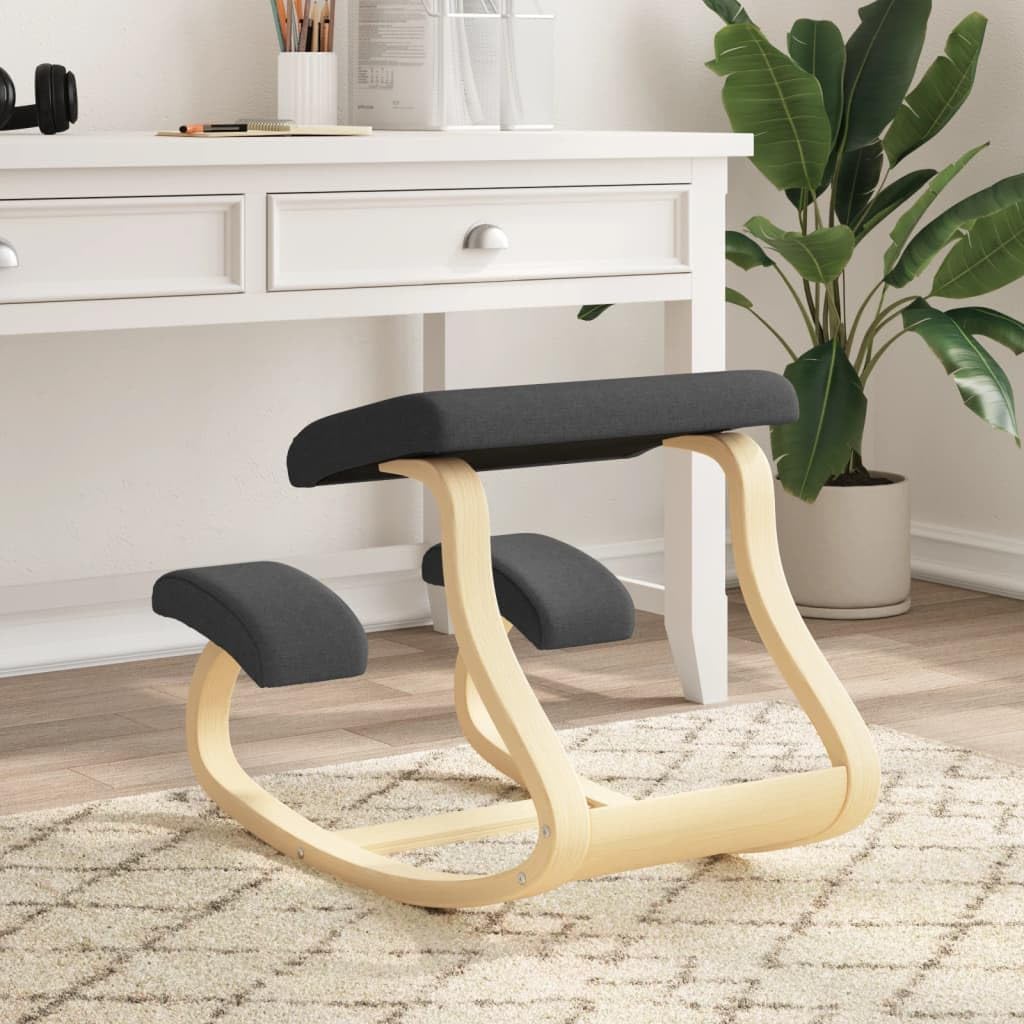 vidaXL Kniestuhl, Kniehocker mit dicken Posltern, Ergonomischer Stuhl 120 kg Belastbarkeit, Bürostuhl Gesundheitsstuhl, Schwarz Birkensperrholz