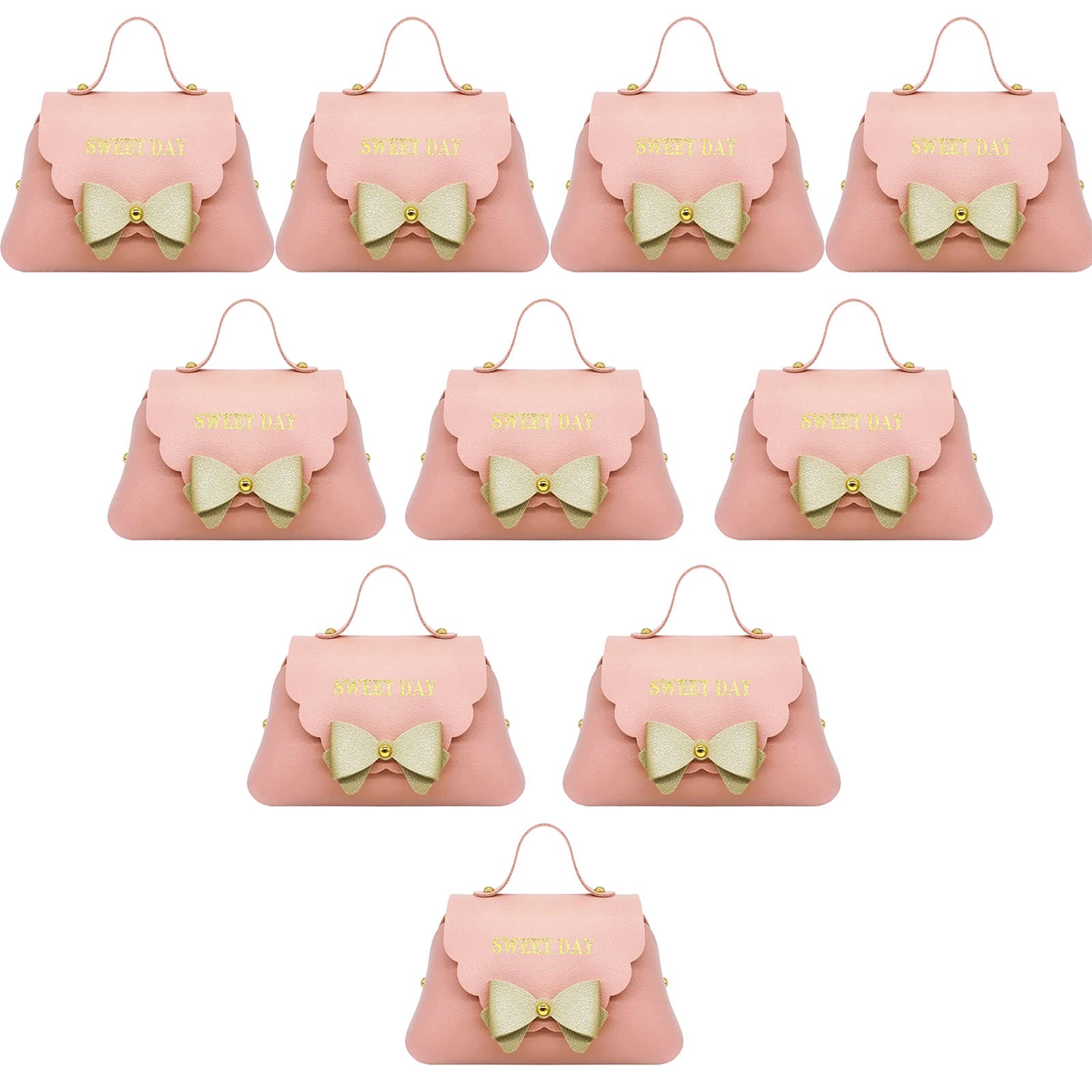 MIAO YUAN 10 PCS PU Leather Bowknot Gift Bags Chocolate Candy Bag Wedding Candy Box Gift Box Cosmetic Storage Bag,Wedding Birthday Party Decorations（