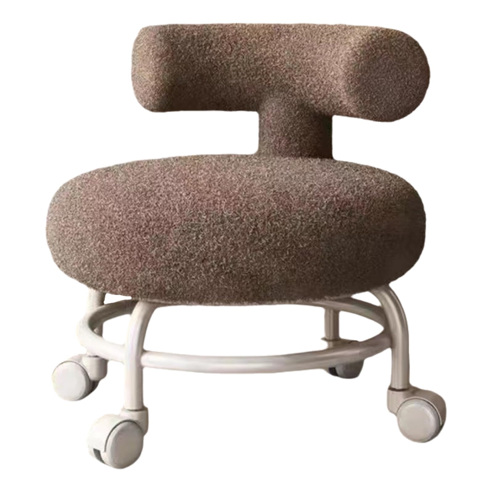 Tabouret Bas à Roulettes avec Support Dorsal, Robuste, Ergonomique pour Salons