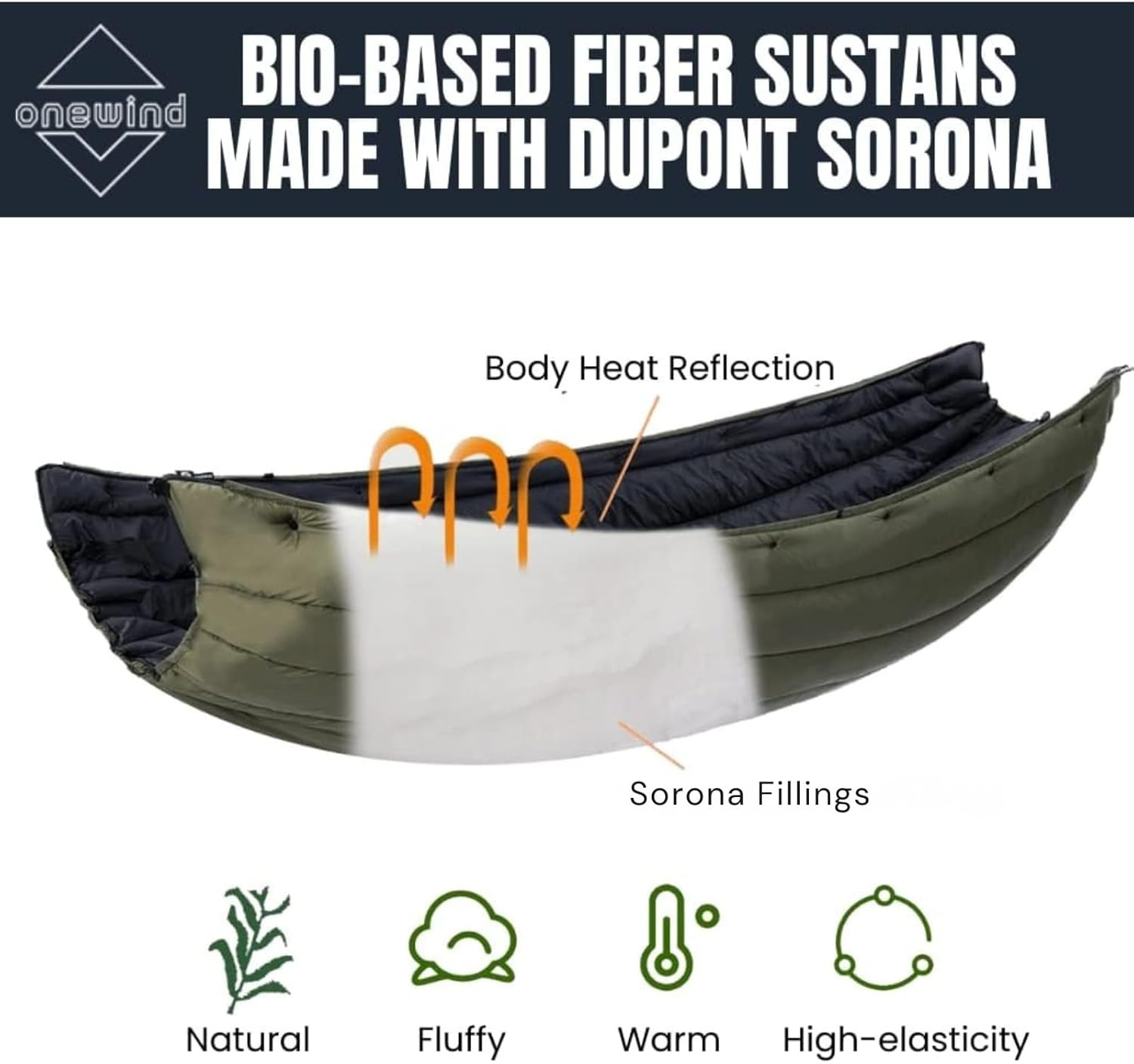 onewind Double Hammock Underquilt Warm Insulation Ultralight 3-4 Season Camping Quilt, Portable for Hiking, Backpacking