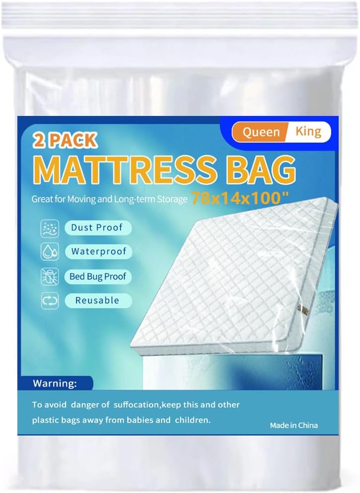 Mattress Bags for Moving Storage,Mattress Protector Cover, Waterproof Mattress Protector Storage Bags (2-Pack, Queen/King)