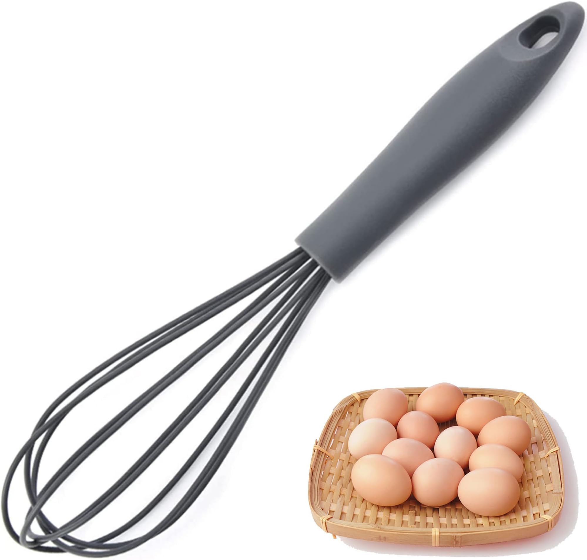 Silicone Whisk, Heat Resistant Kitchen Whisks for NonStick Cookware, for Blending, Whisking