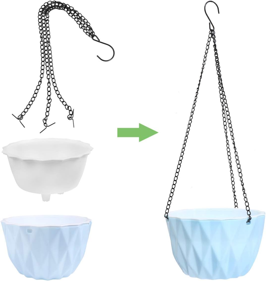 GANAZONO 1pc Automatic Water Absorption Hanging Flower Pot for Use Resin Design Stable Chain for Home Plant Decoration and Easy Water Storage