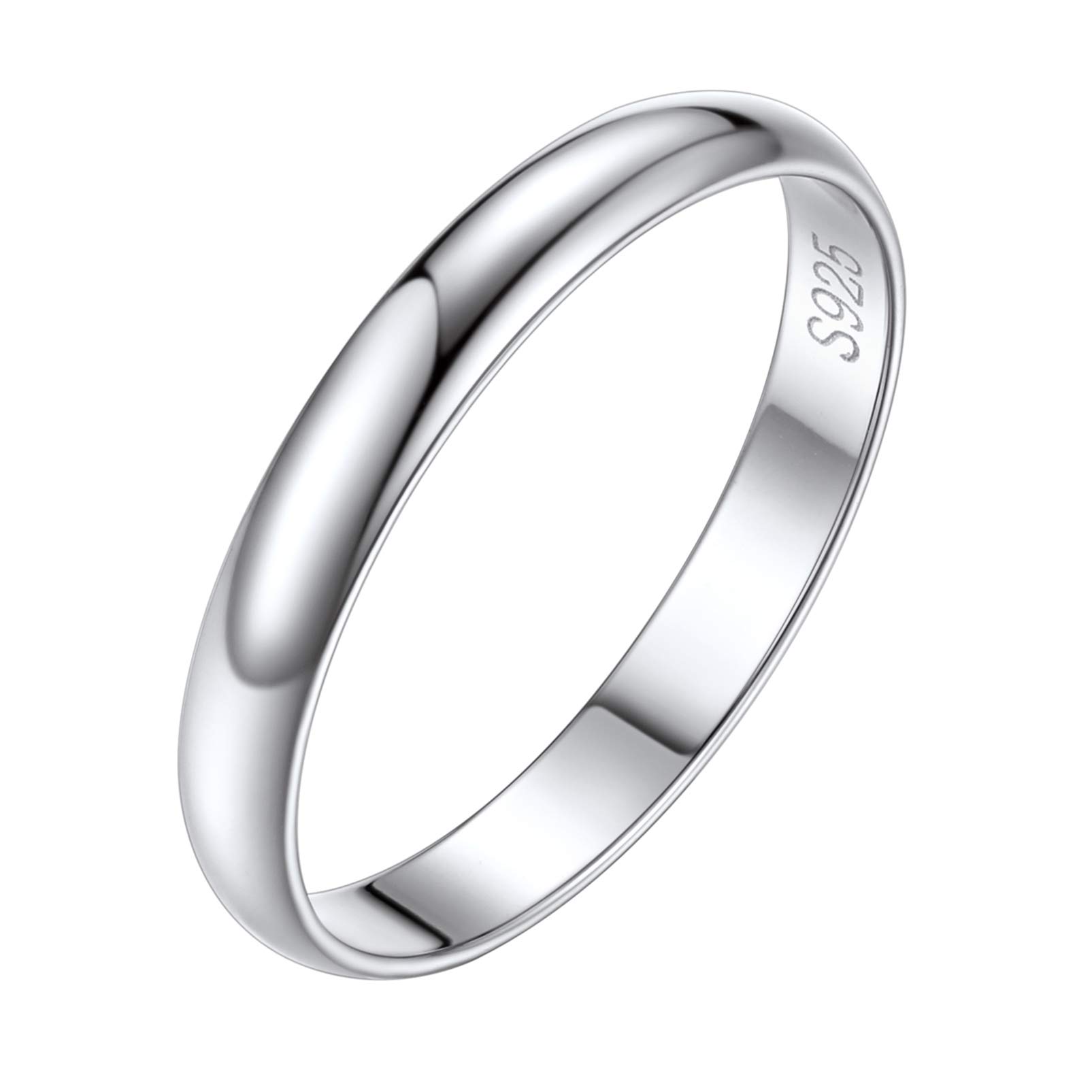 Silvora 2/3/5mm Ancho Anillos Pareja de Promesa Amistad Plata de Ley/Oro Rosado, Anillos Lisos Apilables para Dedos Puede Poner Nombres, Tamaños de Anillo 7-27