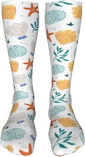 321 Fun Socks 50Cm Sea Shells And Starfish Golf Socks Cute Crew Socks Warm Work Socks For Aldult, Winter, Mother'S Day