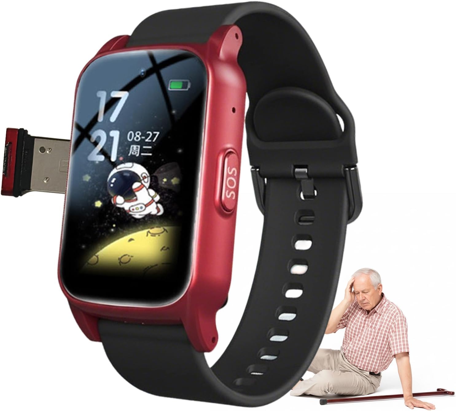 Chiamate di emergenza per anziano, GPS, smartwatch con rilevamento delle cadute, adatto per anziani