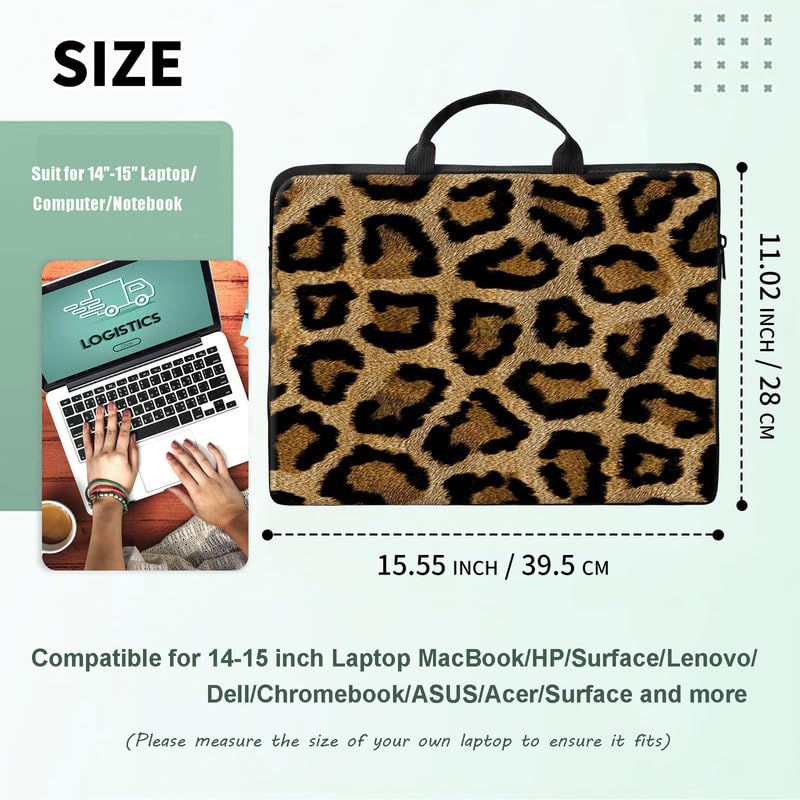 Funda para laptop 14-15 pulgadas con asa y diseño Leopardo miniatura 3