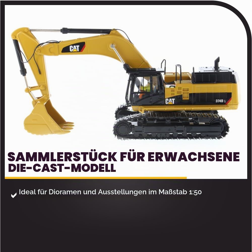 Diecast Masters Cat 374D L Hydraulikbagger 1:50 | In Blechdose, detailgetreues CAT Modell, ab 14 Jahren, für Sammler, 85274