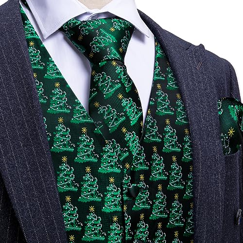 Image of Barry.Wang Mens Red /Green Christmas Suit Vest Holiday Xmas Waistcoat Tie Set Party Tuxedo