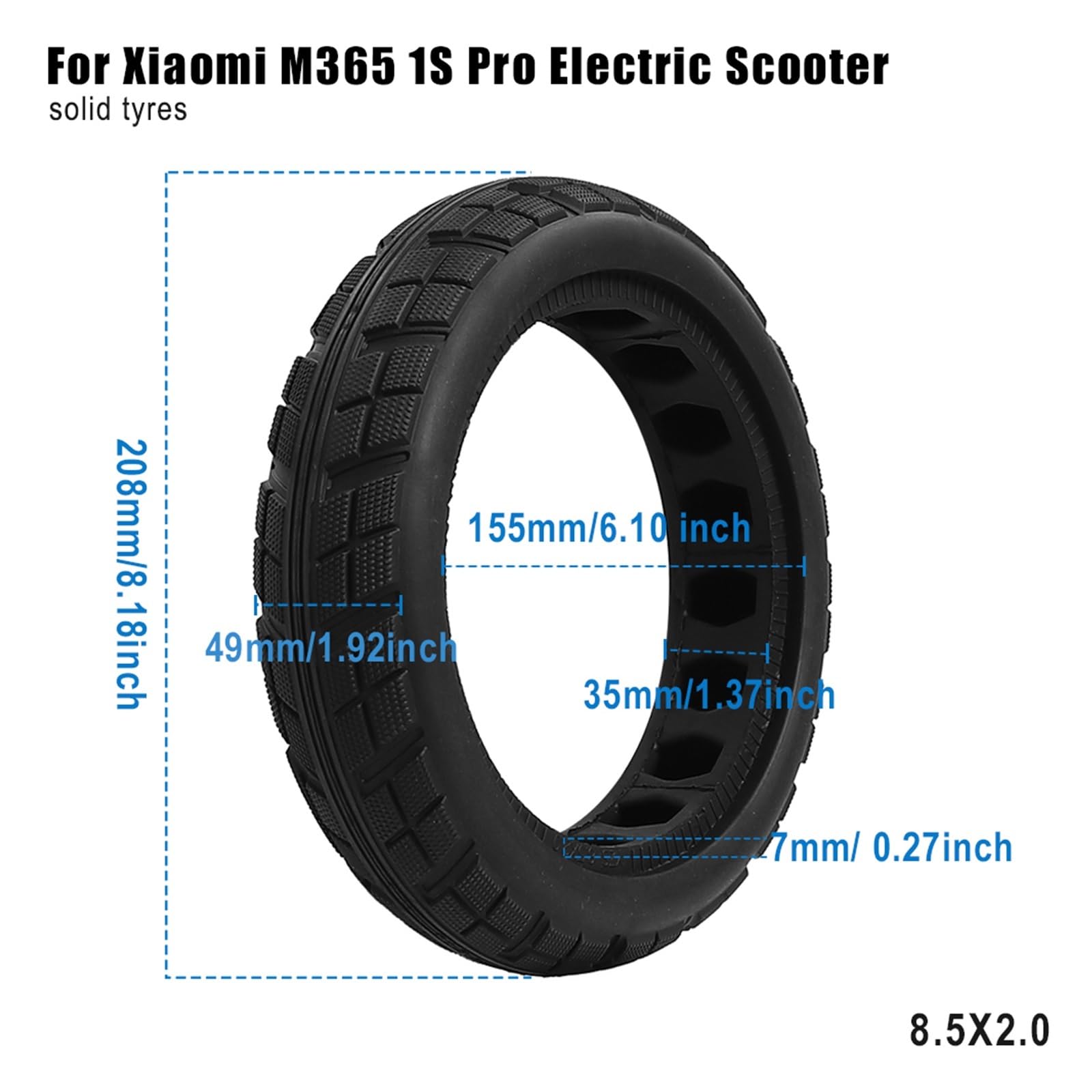Solidna opona do hulajnogi elektrycznej, pasująca Xiaomi, M365 Pro 1S, koła 8,5 cala, opony gumowe 1/2x2 solidna opona do hulajnogi na kółkach(2 pcs tire)