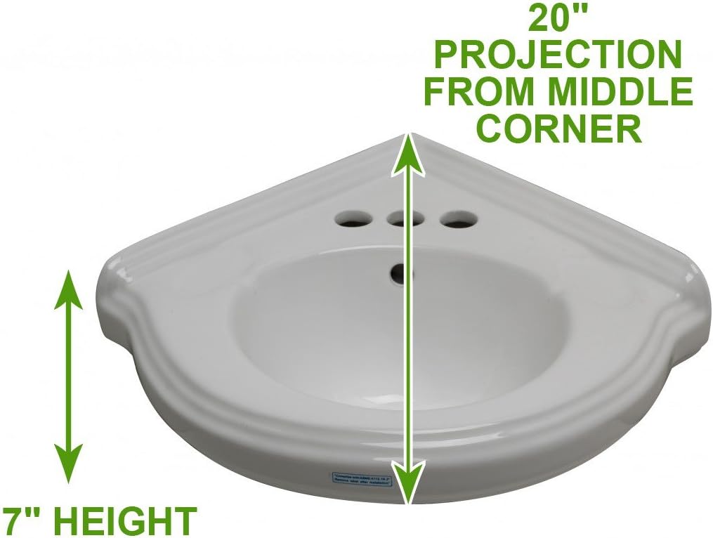 Review Product Portsmouth 22 W Corner Wall Mount Bathroom Sink White Heavy Duty Ceramic Bowl With Overflow, Bracket And Backsplash Grade A Porcelain Space Saving Sink Renovators Supply Manufacturing Free Shipping Over $50 Portsmouth 22 W Corner Wall Mount Bathroom Sink White Heavy Duty Ceramic Bowl With Overflow, Bracket And Backsplash Grade A Porcelain Space Saving Sink Renovators Supply Manufacturing