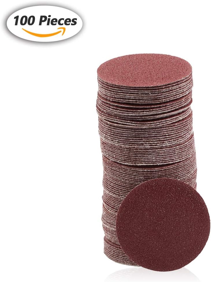 SPEEDWOX100pcs Sanding Discs 2 inch Sandpaper 100 Grit Hook and Loop Sanding Discs for Sanders Drill Grinder Rotary Tools Attachment Woodworking Wood Auto, No Hole