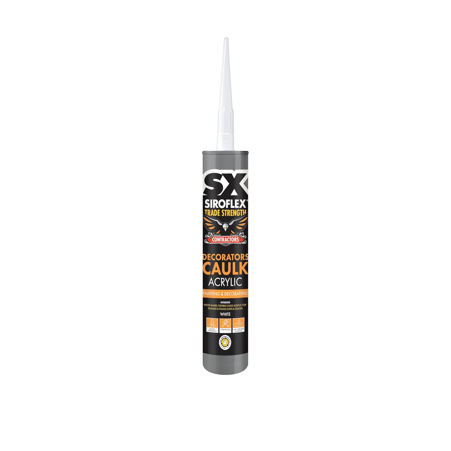 SX White Decorators Caulk - Flexible Caulk Acrylic Used for Sealing & Filling Gaps/Cracks - Overpaintable - Interior Use - Water Based - 300ml