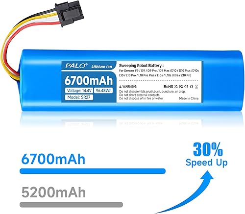 Miniatura 7 de Batería de repuesto de 6700mAh para Dreame D9, D9 Max, D9 Pro, F9, D10, D10s, D10 Plus, L10, L10, L10 Pro, L10 Pro Plus, RL55L, RLS5-BL0, RLS5-WH0,