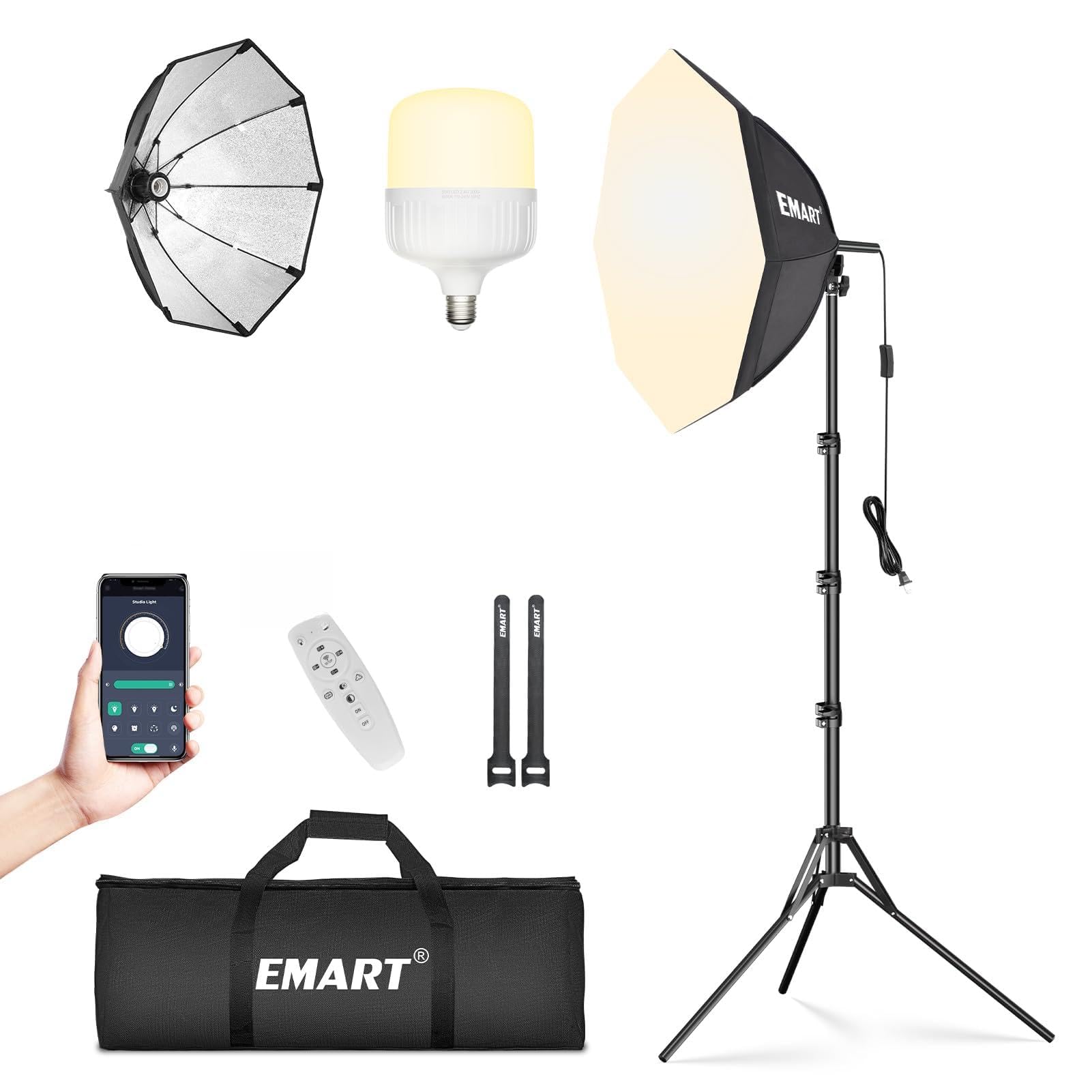 EMART Softbox Photography Lighting Kit 1Pack 50W LED 20"x20" Pull Soft Box