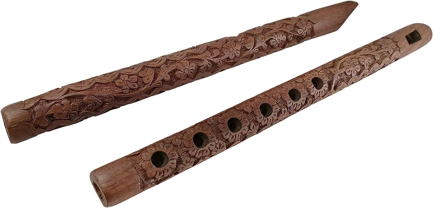 Lot de 2 flûtes traditionnelles en bois - Excellent son - Instrument de musique à vent - Cadeau pour enfants